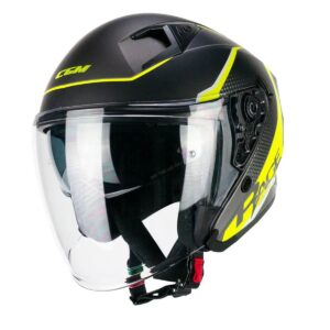 CASCO JET MARCA "CGM" 127 DEEP RACE NERO GRAFITE & GIALLO FLUO OPACO TAGLIA "L" - immagine 3