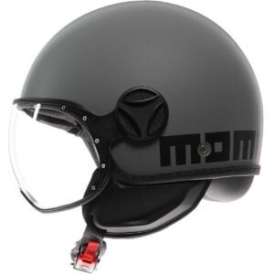 Casco Moto Jet Momo Design FGTR CLASSIC Mono Grigio Opaco Nero TAGLIA M